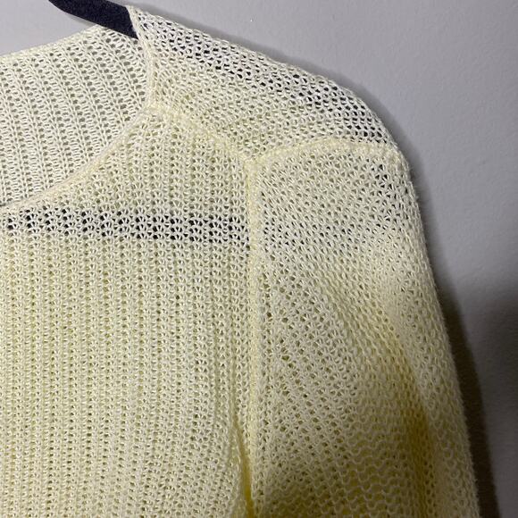 Eileen Fisher Yellow Linen Boat Neck Pullover Open Knit Sweater Women's Sz Small - Picture 3 of 6